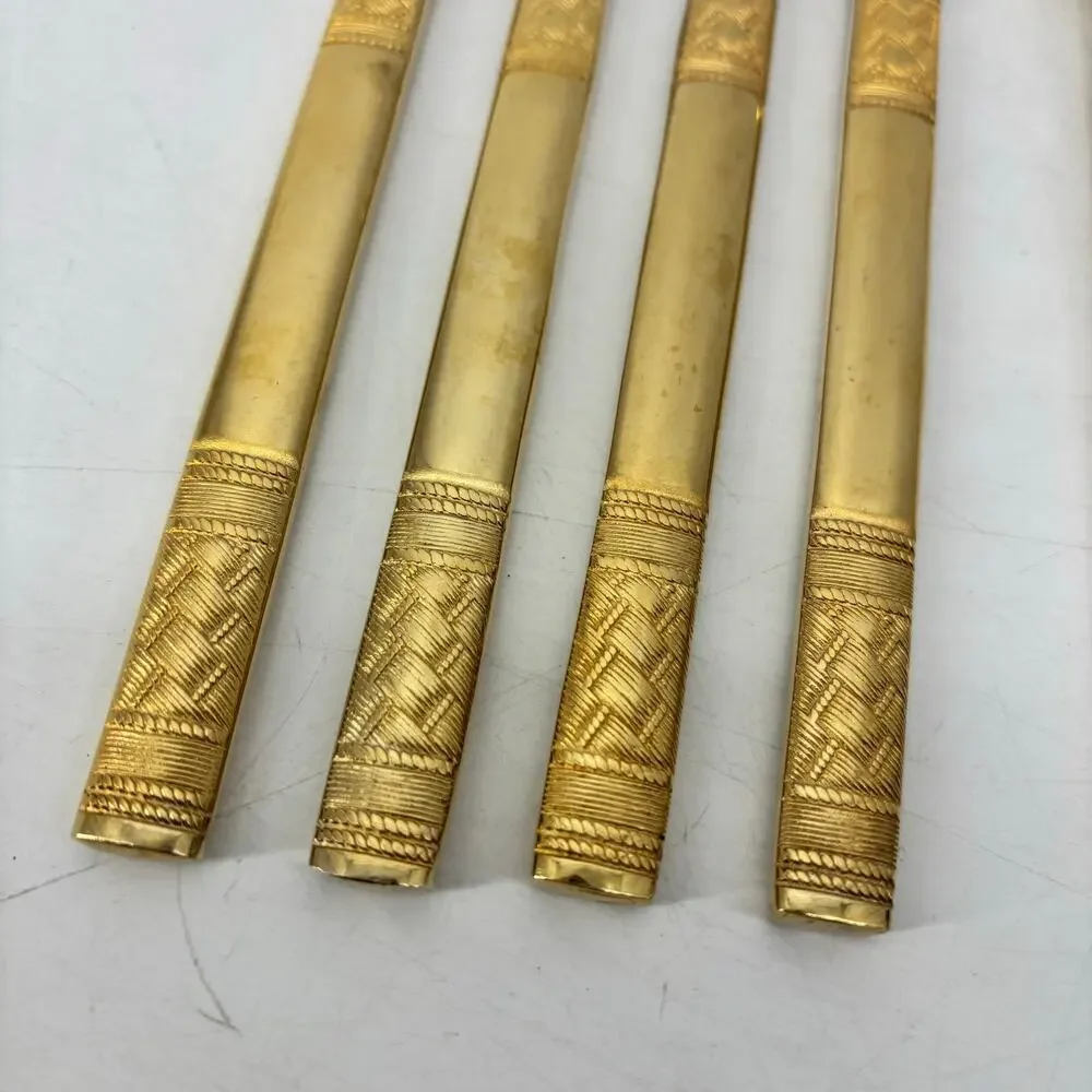 11 Vtg Oxford Hall Stainless Japan Gold Tone Flatware Regency